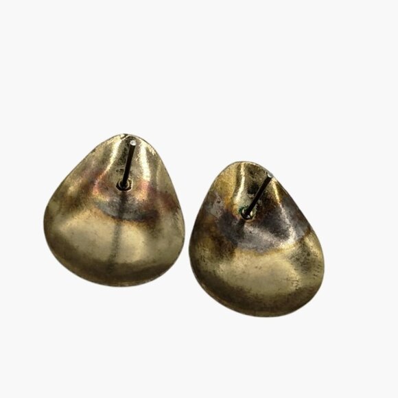 Textured Gold Tone Teardrop Earrings Vintage Style Floral Pattern Pierced Posts - Picture 9 of 10